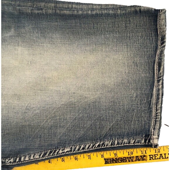 BKE Buckle Tyler Jean Shorts Mens Size 36 Blue Denim Embroidered Light Wash 12" - Picture 12 of 14